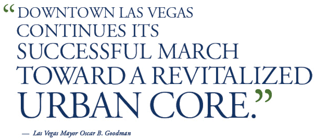 Typographic detail of a quote treatment for the Redevelopment Agency annual report, City of Las Vegas